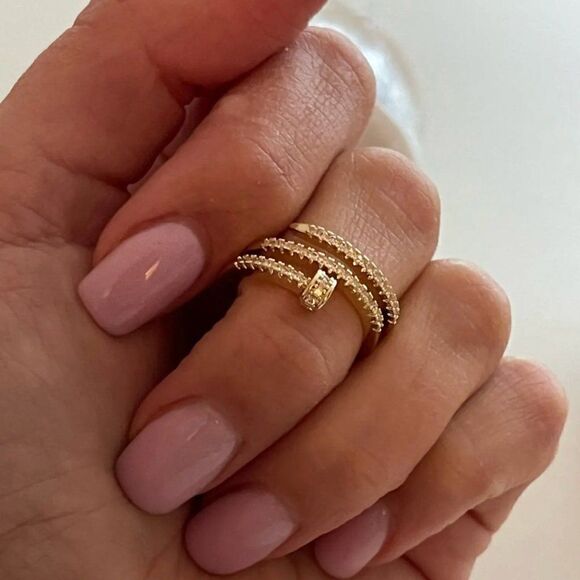 Designer Wrap Nail Ring in 14k Gold - Picture 8 of 10